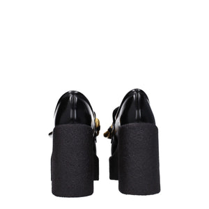 Schwarze Plateau-Loafer aus Leder