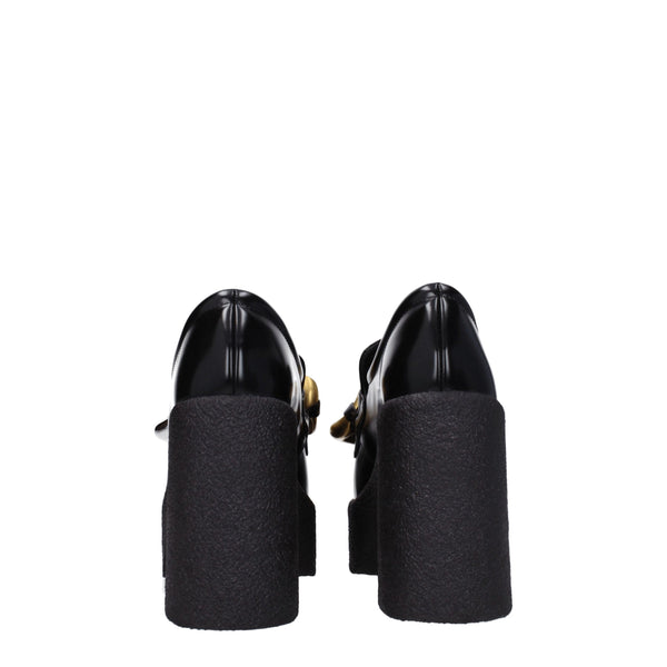 Schwarze Plateau-Loafer aus Leder