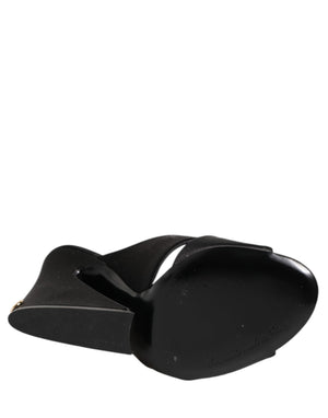 Schwarzes Logo KEIRA Satin Slides Sandalen Schuhe