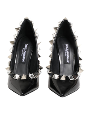 Schwarz Kristalle Nieten Stiletto Pumps Schuhe