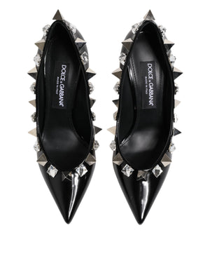 Schwarz Kristalle Nieten Stiletto Pumps Schuhe