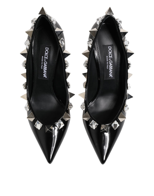 Schwarz Kristalle Nieten Stiletto Pumps Schuhe