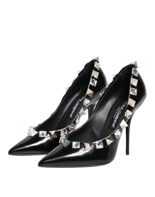 Schwarz Kristalle Nieten Stiletto Pumps Schuhe