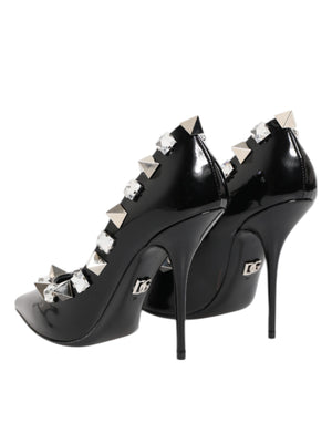 Schwarz Kristalle Nieten Stiletto Pumps Schuhe