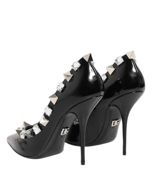 Schwarz Kristalle Nieten Stiletto Pumps Schuhe