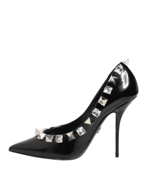 Schwarz Kristalle Nieten Stiletto Pumps Schuhe