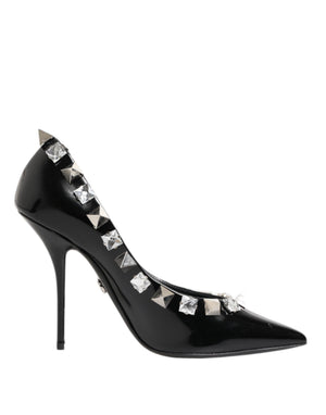 Schwarz Kristalle Nieten Stiletto Pumps Schuhe
