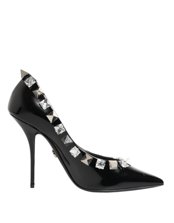 Schwarz Kristalle Nieten Stiletto Pumps Schuhe