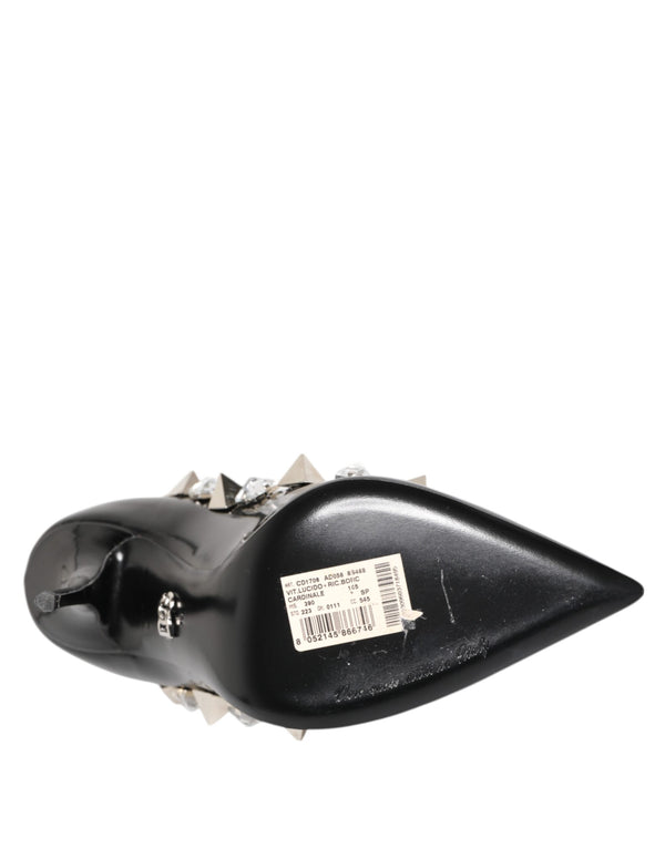 Schwarz Kristalle Nieten Stiletto Pumps Schuhe