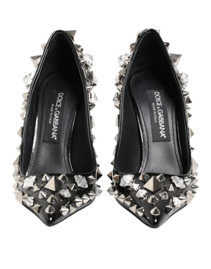Schwarz Kristalle Nieten Stiletto Pumps Schuhe