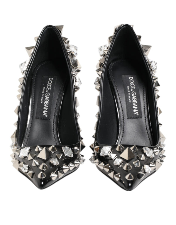 Schwarz Kristalle Nieten Stiletto Pumps Schuhe