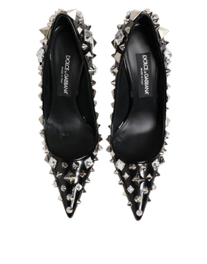 Schwarz Kristalle Nieten Stiletto Pumps Schuhe