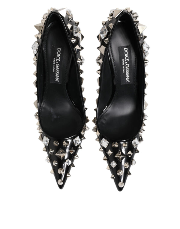 Schwarz Kristalle Nieten Stiletto Pumps Schuhe