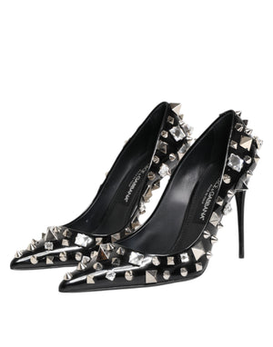 Schwarz Kristalle Nieten Stiletto Pumps Schuhe
