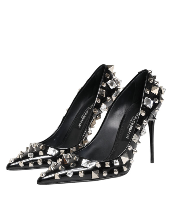 Schwarz Kristalle Nieten Stiletto Pumps Schuhe