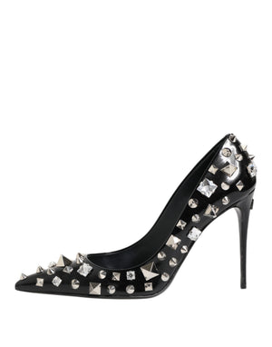 Schwarz Kristalle Nieten Stiletto Pumps Schuhe