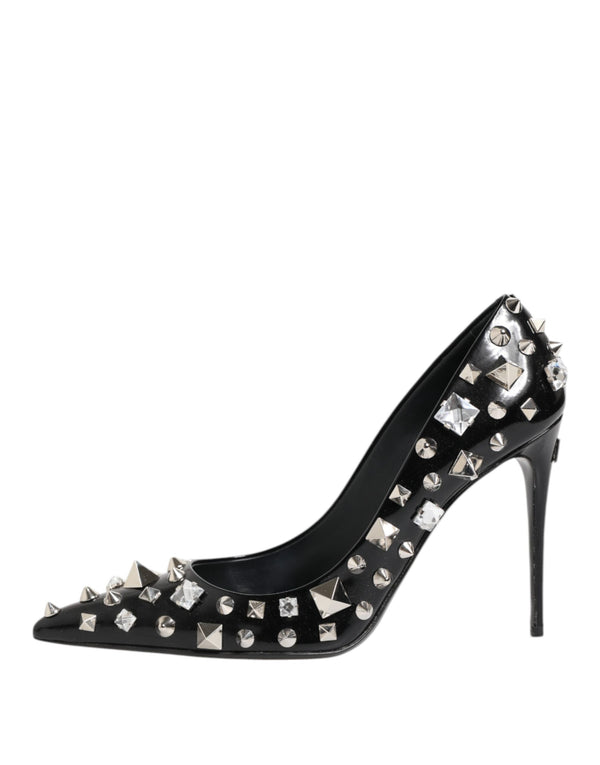 Schwarz Kristalle Nieten Stiletto Pumps Schuhe
