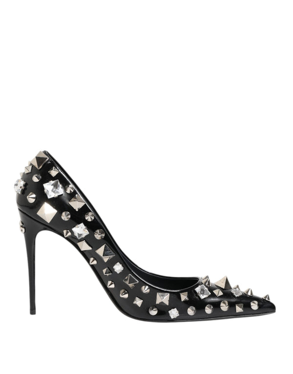 Schwarz Kristalle Nieten Stiletto Pumps Schuhe