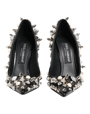 Schwarz Kristalle Nieten Stiletto Pumps Schuhe