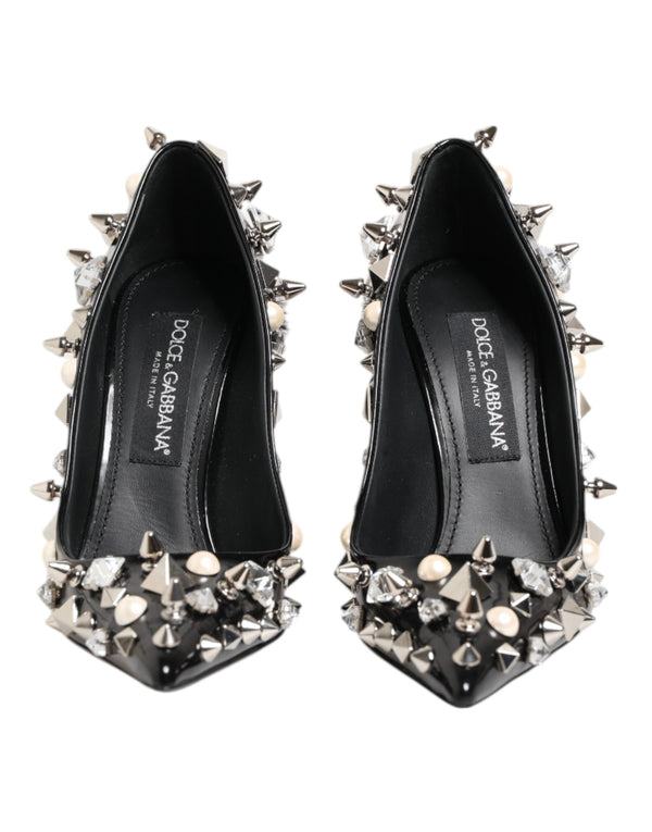 Schwarz Kristalle Nieten Stiletto Pumps Schuhe