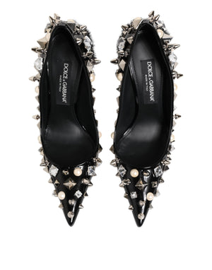 Schwarz Kristalle Nieten Stiletto Pumps Schuhe