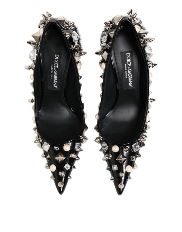 Schwarz Kristalle Nieten Stiletto Pumps Schuhe