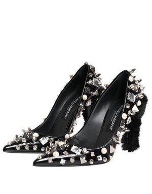Schwarz Kristalle Nieten Stiletto Pumps Schuhe