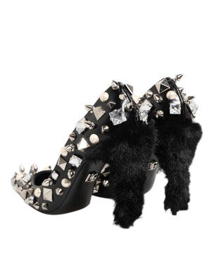 Schwarz Kristalle Nieten Stiletto Pumps Schuhe