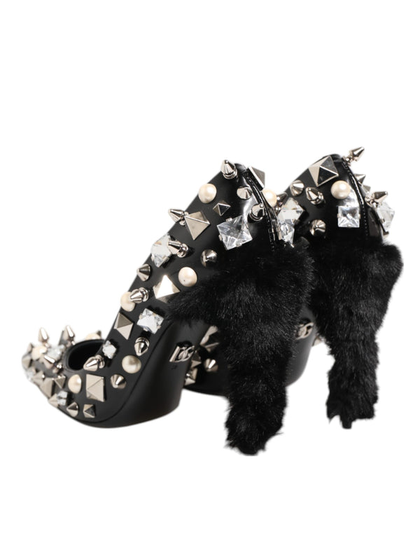 Schwarz Kristalle Nieten Stiletto Pumps Schuhe