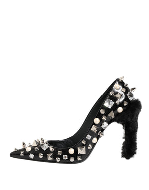 Schwarz Kristalle Nieten Stiletto Pumps Schuhe
