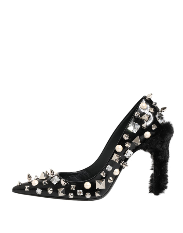 Schwarz Kristalle Nieten Stiletto Pumps Schuhe