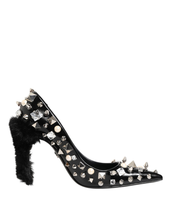 Schwarz Kristalle Nieten Stiletto Pumps Schuhe