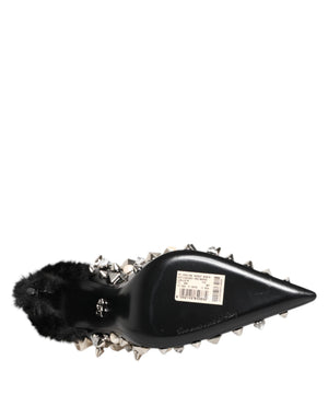 Schwarz Kristalle Nieten Stiletto Pumps Schuhe