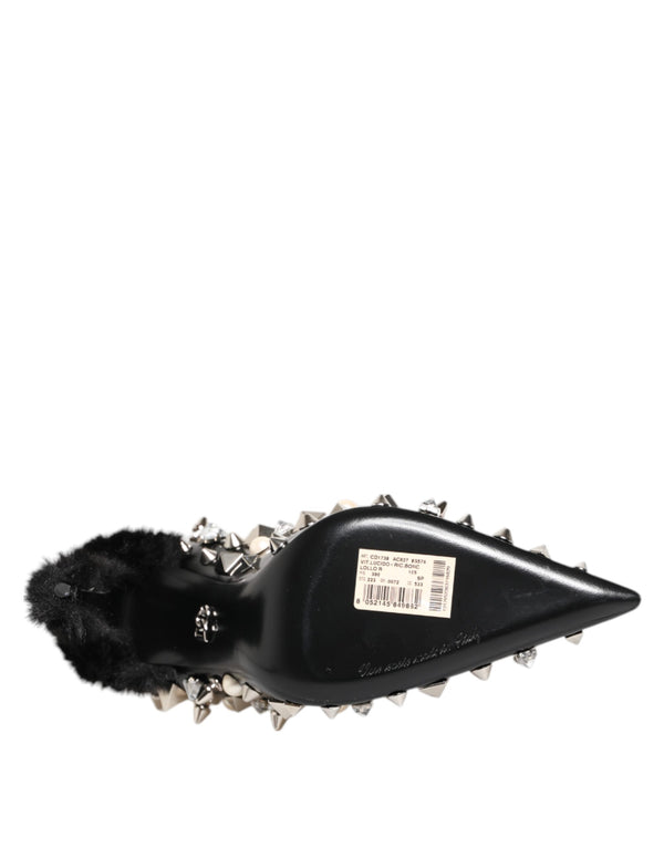 Schwarz Kristalle Nieten Stiletto Pumps Schuhe