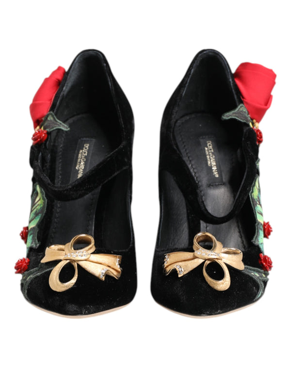 Schwarz Rosen Kristall Brosche Mary Jane Schuhe