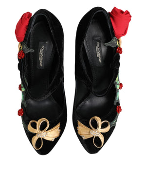 Schwarz Rosen Kristall Brosche Mary Jane Schuhe