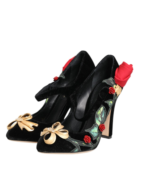 Schwarz Rosen Kristall Brosche Mary Jane Schuhe