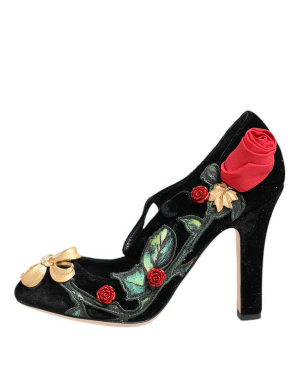 Schwarz Rosen Kristall Brosche Mary Jane Schuhe
