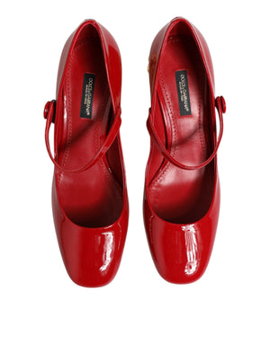 Rote Leder DG Logo Absätze Sandalen Schuhe