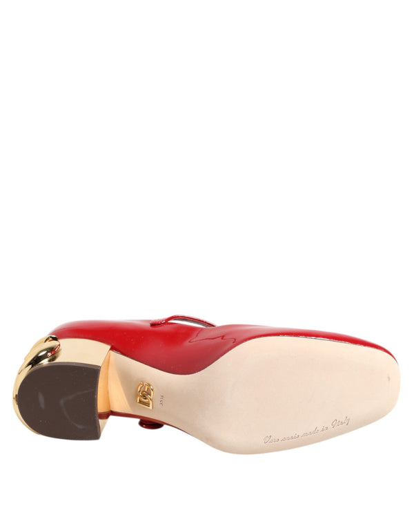 Rote Leder DG Logo Absätze Sandalen Schuhe
