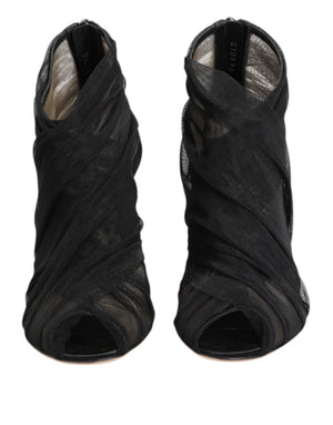 Schwarz Mesh Stiletto Heels Stiefelette Schuhe
