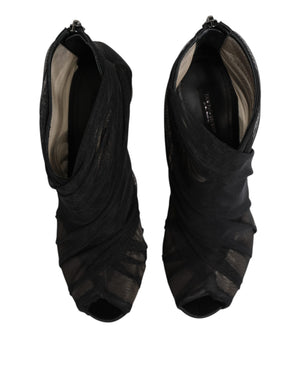 Schwarz Mesh Stiletto Heels Stiefelette Schuhe