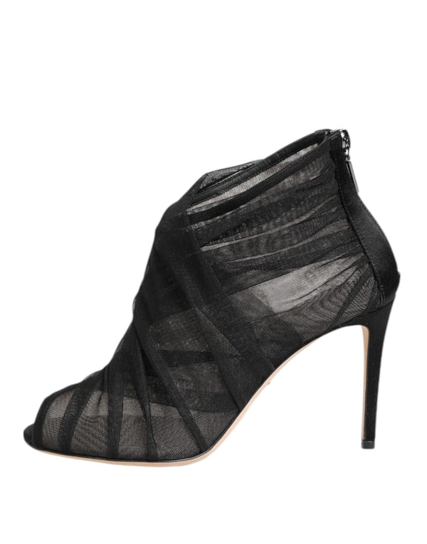 Schwarz Mesh Stiletto Heels Stiefelette Schuhe