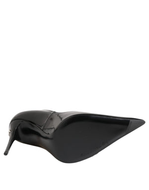 Schwarz Lackleder Reißverschluss Heels Pumps Schuhe
