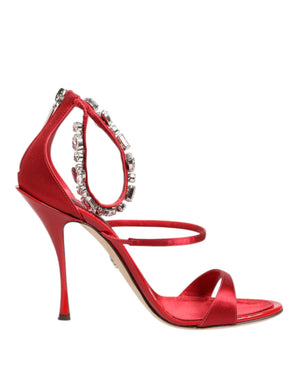 Rot Satin Kristalle Keira Sandalen Heels Schuhe