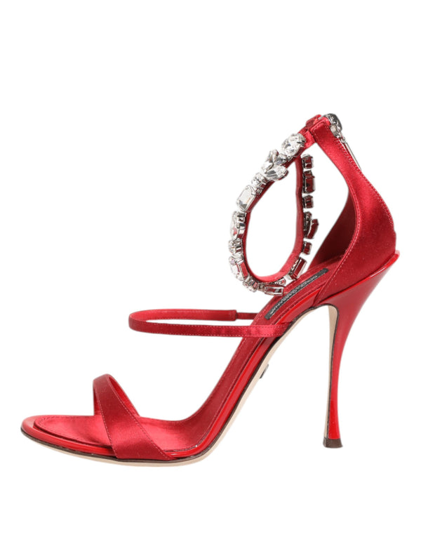 Rot Satin Kristalle Keira Sandalen Heels Schuhe