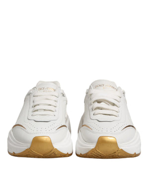 Weiß Gold DAYMASTER Leder Turnschuhe Schuhe