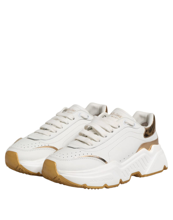 Weiß Gold DAYMASTER Leder Turnschuhe Schuhe