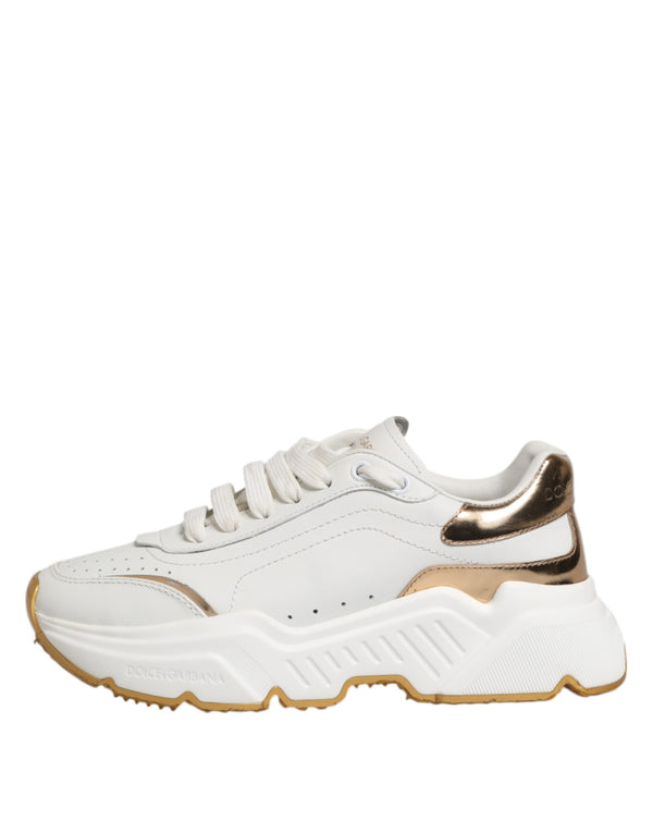 Weiß Gold DAYMASTER Leder Turnschuhe Schuhe