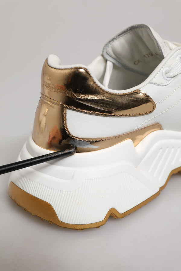 Weiß Gold DAYMASTER Leder Turnschuhe Schuhe